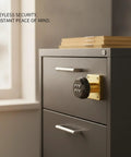 Keyless Mechanical Cam Lock For Drawers Gold Zinc Alloy Cabinet Security with 3 Digit Combination Dial on filing cabinet