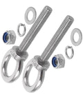 Heavy Duty Stainless Steel Eye Bolts M10x60 With Nuts And Washers showing two bolts, nuts, and washers for lifting applications.