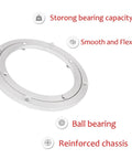 Rock Solid Heavy Duty Aluminum Lazy Susan Table Bearing With Smooth Swiveling Rotating Turntable Plate showing strong bearing capacity and ball bearing design.