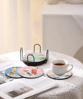 Dope 6 Piece Diamond Painting Coaster Set With Holder For Drinks And Coffee Tables Includes DIY Tools For Trays Glue Pens Perfect Gift