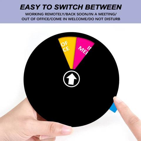 Door Sign For Office With 6 Inch Privacy Indicator And 6 Color States shown rotating with options highlighted