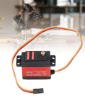 High Precision Waterproof Digital Servo Motor With 20kg Killer Torque And Rock Solid Heavy Duty Metal Gears for RC models, showing wiring and servo details.