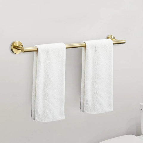 Budget Friendly Brushed Gold Bathroom Hardware Set 5 Piece Wall Mount Includes Towel Bar Toilet Paper Holder Towel Ring And 2 Robe Hooks Modern Durable Bath Accessories For Easy Install