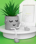 Small Artificial Plant In Cement Pot With Hanging Leg For Home Office Decor Realistic Faux Succulents On Shelf