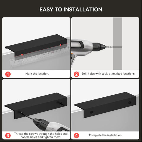 Easy installation of 10 Pack Black 3 Inch Edge Finger Cabinet Pulls With 76mm Center To Center 120mm Overall Length on kitchen drawers