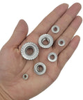 Hella Tough 304 Stainless Steel Hex Flange Nuts Assortment Kit With M3 M4 M5 M6 M8 M10 M12 Metric Fasteners in hand showing sizes.
