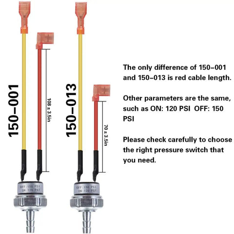 Air Pressure Switch 120 PSI To 150 PSI For 120V AC Air Compressors, Auto On At 120 PSI And Off At 150 PSI, Rugged 100000 Cycle Life