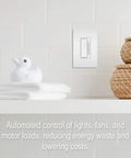 Radiant Digital Countdown Timer Rocker Light Switch For Home Lighting Control with duck ornament and towels in bathroom setting