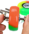 Heavy Duty 50Mm Luggage Replacement Wheels Featuring 18Mm Wide Rim Rock Solid Ball Bearings And Hassle Free Mounting Kit for smooth suitcase repair, orange wheel detail.