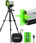 Dual Laser Level With Tripod USB Rechargeable 2200mAh Battery Self Leveling IP54 Waterproof Dustproof Shockproof 7 Hour Runtime For Precise DIY And Pro Projects, green laser level with tripod and accessories