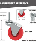 Measurement reference for 2.5 Inch Stem Caster Wheels Set Of 6 Heavy Duty 360 Degree Swivel Casters with dimensions shown.