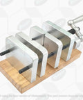 Straight Shooter Pen Centering Vise Jig For Drill Press with rugged steel jaws and wooden base for precise pen blank alignment.