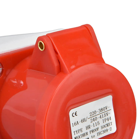 Tough As Nails Industrial Cee Socket Wall Mounted Heavy Duty Polycarbonate Housing With Genuine Brass Contacts Ip44 Weather Proof Plug And Play Power Receptacle Dead Nuts Reliable For Campsites Worksites And Job Sites close-up of brass contact on red polycarbonate housing