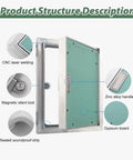 No Sweat Install Aluminum Frame Drywall Access Door Hidden Plumbing Inspection Hatch Paintable Ceiling Service Panel, showing detail of magnetic lock and zinc handle.