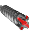 Close-up of Beast Mode SDS Max Four Cutter Carbide Hammer Drill Bit for Rebar and Concrete, 1.75 in diameter, Model DMAMX1390.