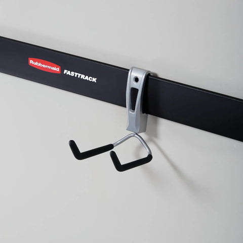 FastTrack Wall Mounted Utility Hook for Rope Hose and Tools Garage Storage with Soft Grip coating on Fast Track rail