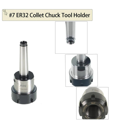 7 Piece ER32 Collet Chuck Tool Holder Set For CNC Milling Lathe And Engraving Machines, Heavy Duty Alloy Steel, shown assembled