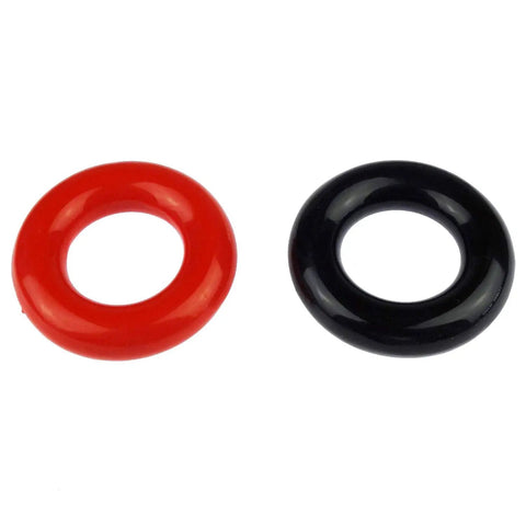 Two Pack Golf Swing Weight Rings For Warm Up, 5 Ounces Each, Rubber Coated Metal Rings in red and black colors
