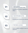 Nonylphenol Polyoxyethylene Ether, Polyethylene Glycol, Polyvinyl Alcohol details on a white background.