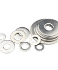 Heavy Duty 304 Stainless Steel Flat Washers Set M3 To M24 200 Piece Assortment Kit For Smooth Load Distribution Consistent Thickness And Tight Even Clamping In Any Project Must Have Hardware Essential, assorted stainless flat washers