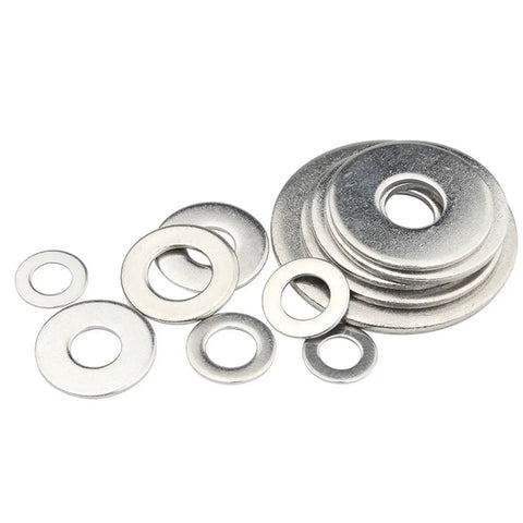 Heavy Duty 304 Stainless Steel Flat Washers Set M3 To M24 200 Piece Assortment Kit For Smooth Load Distribution Consistent Thickness And Tight Even Clamping In Any Project Must Have Hardware Essential, assorted stainless flat washers