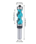 Premium Spiral Flush Trim Router Bit With Double Bearings, Carbide Cutter, 1/2 inch shank, 3/4 inch diameter, woodworking tool