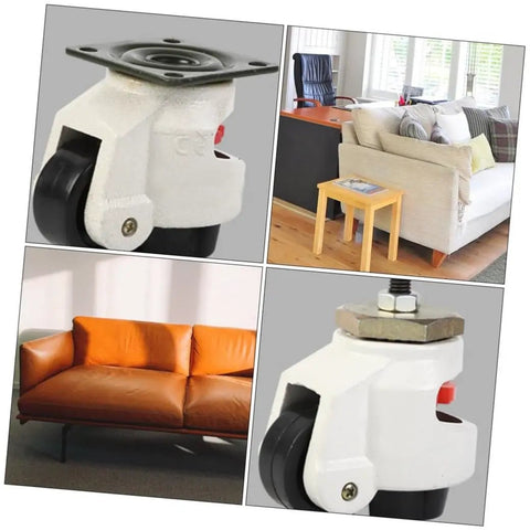 Heavy Duty Leveling Workbench Casters Four Pack Super Sturdy With Five Hundred Kg Load Capacity Industrial Transport Swivel Plate Wheels For Workshop Gear Non Slip Wear Resistant Thick Bracket Design Easy Leveling Setup, white caster on sofa and workbench