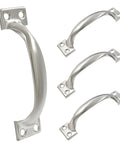 4 Pcs Silver Vintage Barn Door Pull Handles Set With Screws Included, Retro Metal Gate Pulls for cabinets, 4 inch length