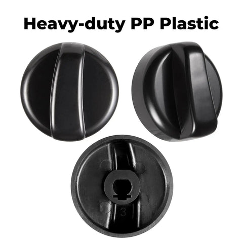 Propane Heater Knob Replacement Parts Set, Four Heavy Duty Plastic Control Knobs, fits most outdoor heaters, image showing 3 knobs