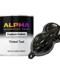 Premium Quality Hella Smooth Ready Mixed Tinted Teal Auto Paint Basecoat Full Gallon with a tinted teal paint sample.