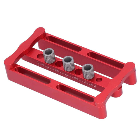Adjustable Dowel Jig Kit With Precision Drill Bushing, anodized aluminum, shown from top view for easy hole placement