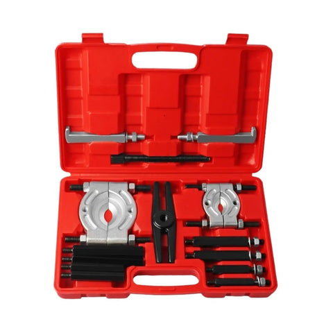 Adjustable Puller Set 14 Piece Separator And Bearing Splitter Kit in red box, showing components for bearings and gearbox removal.