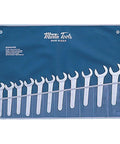 11 Piece 30 Degree Service Wrench Set With Chrome Finish And Slim Profiles For Jam Nuts In Tight Spots, Roll Bag Included, Made In The USA.