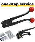 Heavy Duty Pro Grade Strapping Sealer And Crimper For Half Inch Steel Strapping Band with red grips and steel clips
