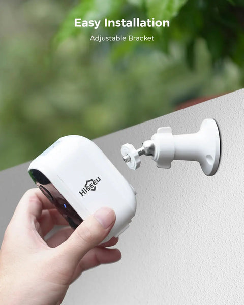 Installing a solar powered wireless outdoor security camera from the kit with adjustable bracket, IP66 weatherproof design.