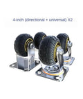 4-inch directional and universal casters with rubber wheels and metal bases for easy maneuverability.