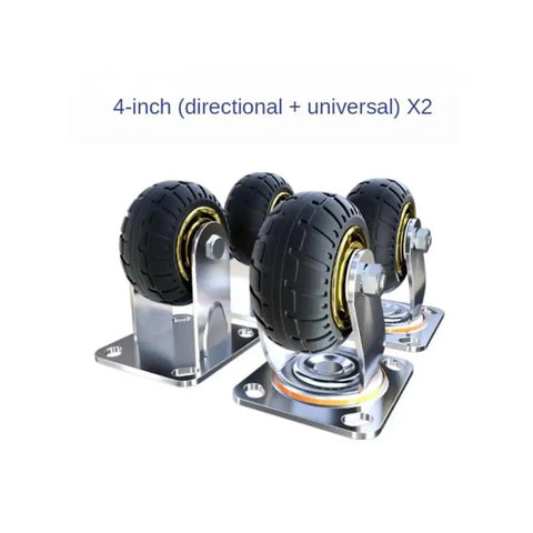 4-inch directional and universal casters with rubber wheels and metal bases for easy maneuverability.