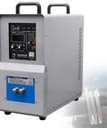 Heavy Duty 15KW High Frequency Induction Heater Furnace With Smart Water Temp Shield, showing the control panel and water connections.