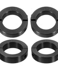 Four black oxide steel lock collar clamps with set screws, designed as a Split Shaft Collar Set, Two Piece Clamping Collar For 1-7/16 Inch Shaft