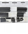 120 Piece Roll Pin Set Kit For Quick No Fuss Fastening Elastic Cylindrical Cotter Pins Hollow Positioning Pins Slotted Spring Pins Carbon Steel Assortment For Machinery Auto Farm And Furniture Easy Install Burr Free in an open case showing various sizes and black finish.