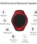 Waterproof Wireless Bluetooth Speaker Watch With FM Radio MP3 Player TWS Pairing Selfie Remote Ultra Long Standby Time Red