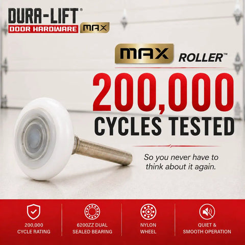 Heavy Duty Nylon Garage Door Rollers With Sealed 6200ZZ Bearings And 2 Inch Wheels showcasing a nylon wheel and steel stem.
