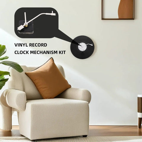 Vinyl Record Clock Mechanism Replacement Kit With Precise Timekeeping And Durable Hands For Easy DIY Repair And Home Decor shown