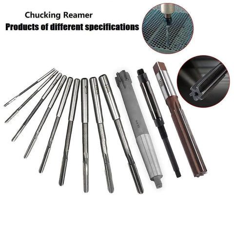 Chucking reamer set with 8 mm tools, 9CrSi alloy steel, straight flutes and round shanks for bore drilling