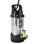 Top Shelf Stainless Steel Submersible Sump Pump With Three Hundred Watt Motor And Four Cubic Meter Flow, side view showcasing design.