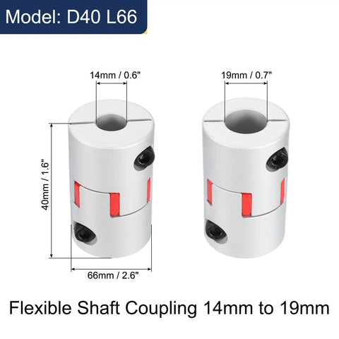 2 Pack Flexible Plum Shaft Coupling 14mm To 19mm Aluminum Spider Coupler For 3D Printers CNC Machines And Servo Stepper Motors