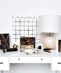 Thick File Folders Set Of 6 With Tortoise Print for office use on a stylish desk with lamp and calendar backdrop.