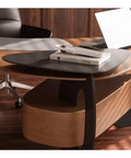 Top Tier Ash Wood Standing Desk With Smooth Height Adjustments And Spacious Corner Layout featuring integrated monitor riser and hidden storage.
