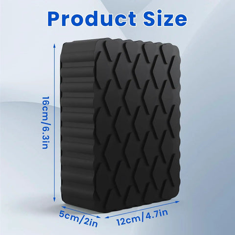 Four Pack Heavy Duty Solid Rubber Auto Lift Pads Anti Slip For Racks Jacks And Car Lifts With 3000 Lb Loading Capacity And Non Slip Textured Surface For SUVs Trucks And Most Cars, single pad size details