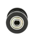 Front view of 8mm Mini Bike Chain Tensioner With One And Three Quarters Inch Roller for small engine dirt bikes
